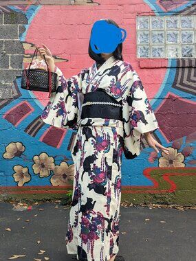 Yukata summer Kimono black cats and grapesthe yukata only